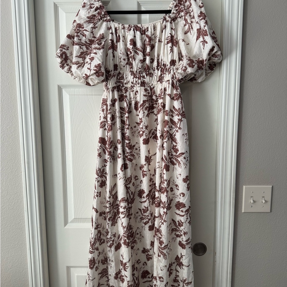 Polagram Brown Floral Maxi Dress